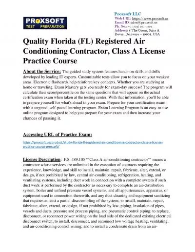 Quality Florida (FL) Registered Air Conditioning Contractor, Class A License Practice Course