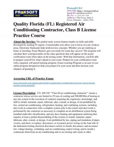 Quality Florida (FL) Registered Air Conditioning Contractor, Class B License Practice Course