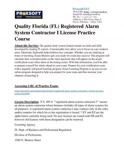 Quality Florida (FL) Registered Alarm System Contractor I License Practice Course