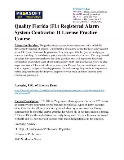 Quality Florida (FL) Registered Alarm System Contractor II License Practice Course