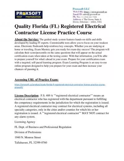 Quality Florida (FL) Registered Electrical Contractor License Practice Course