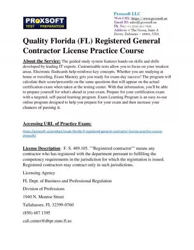 Quality Florida (FL) Registered General Contractor License Practice Course