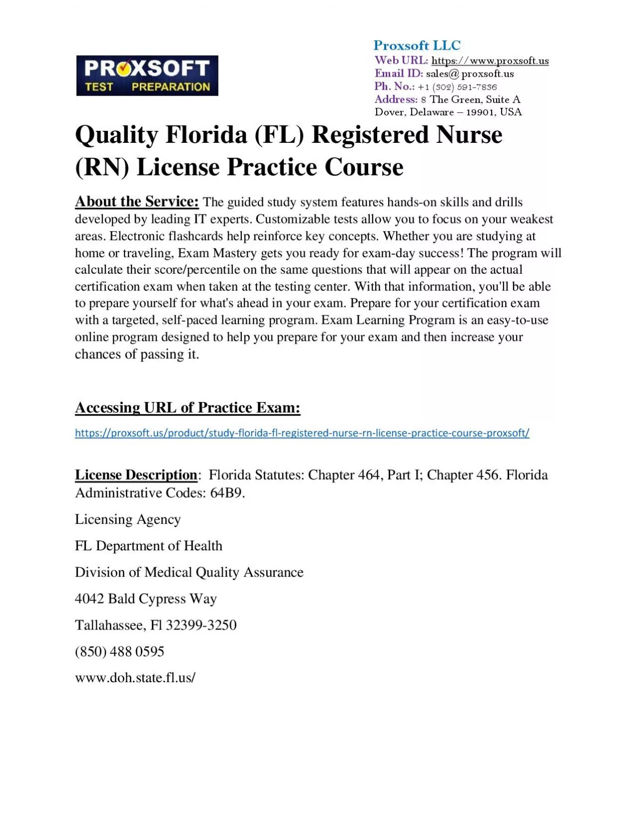 PDF-Quality Florida (FL) Registered Nurse (RN) License Practice Course