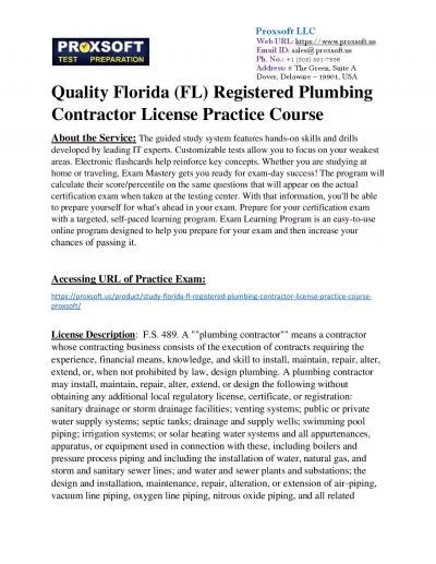 Quality Florida (FL) Registered Plumbing Contractor License Practice Course