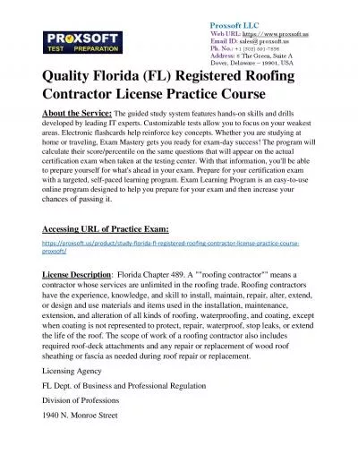 Quality Florida (FL) Registered Roofing Contractor License Practice Course