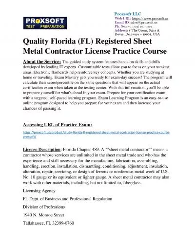 Quality Florida (FL) Registered Sheet Metal Contractor License Practice Course