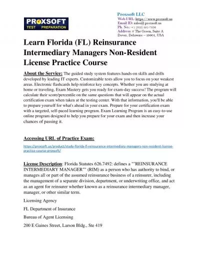 Learn Florida (FL) Reinsurance Intermediary Managers Non-Resident License Practice Course