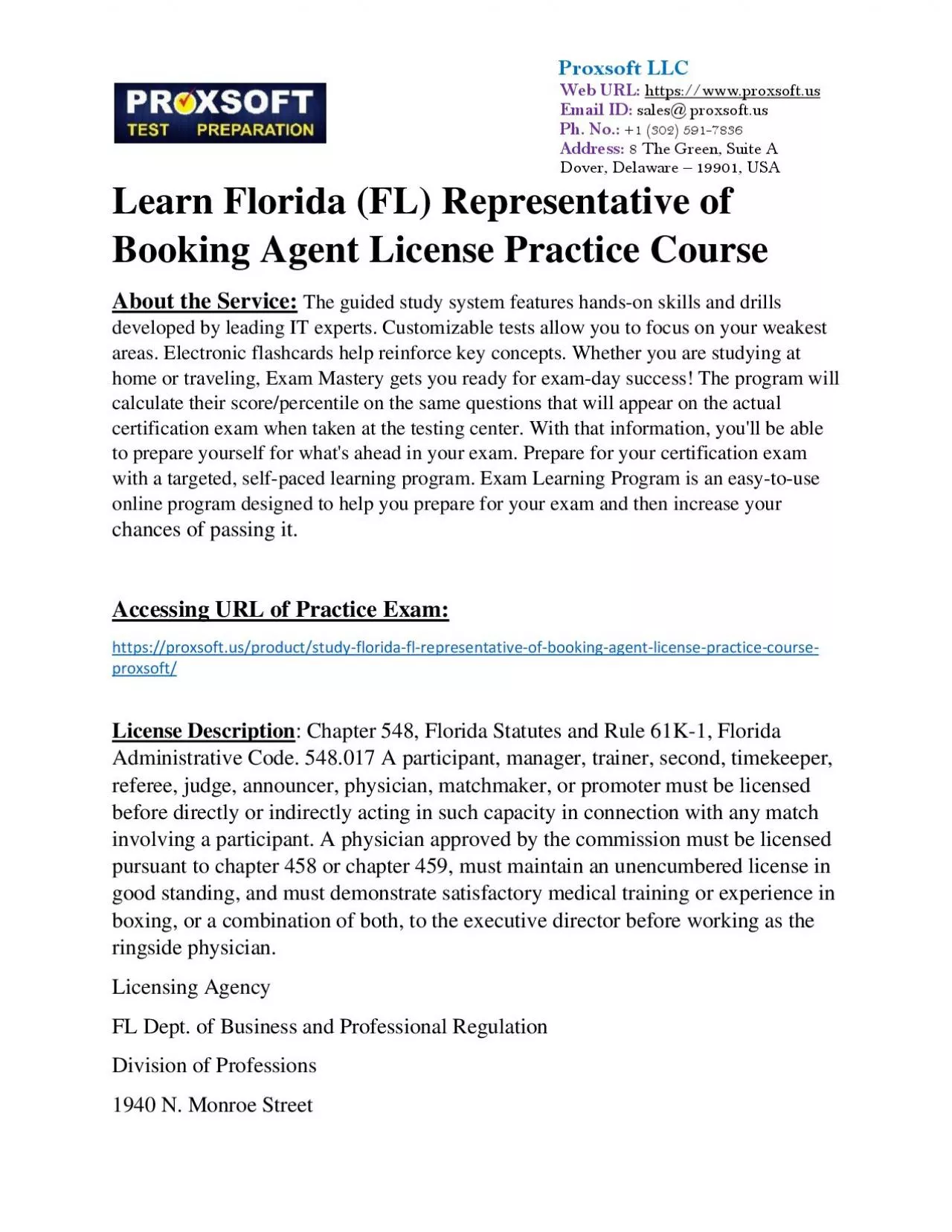 PDF-Learn Florida (FL) Representative of Booking Agent License Practice Course