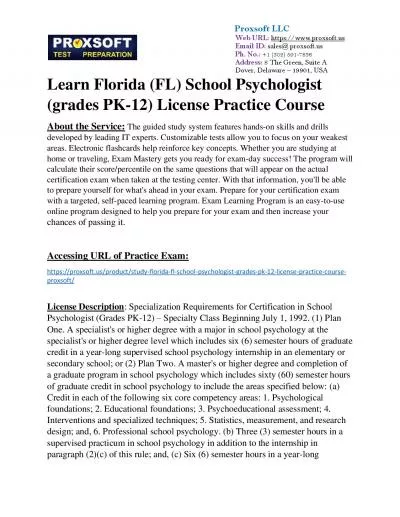 Learn Florida (FL) School Psychologist (grades PK-12) License Practice Course