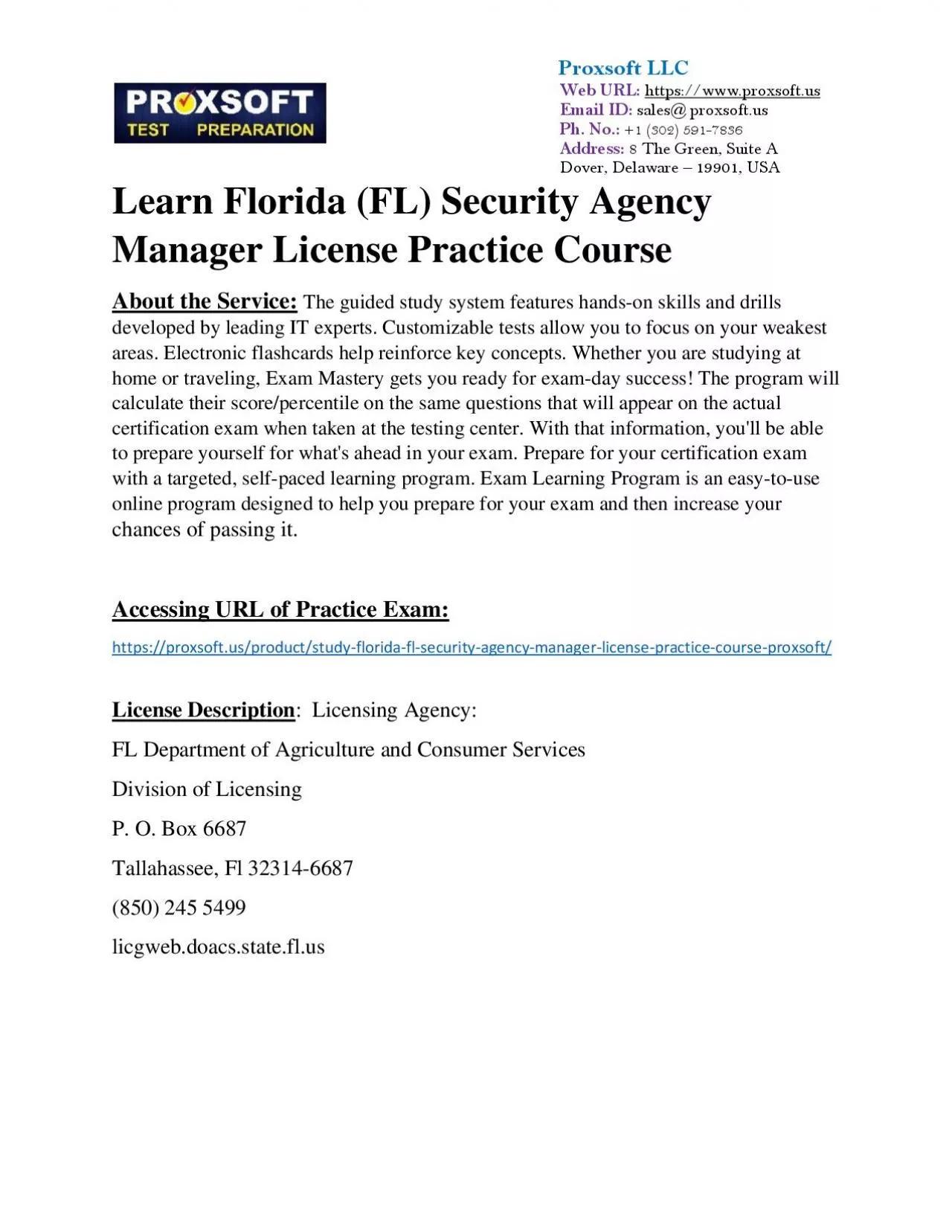 Learn Florida (FL) Security Agency Manager License Practice Course