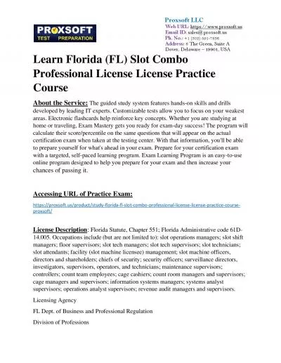 Learn Florida (FL) Slot Combo Professional License License Practice Course