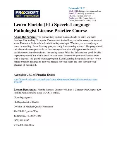 Learn Florida (FL) Speech-Language Pathologist License Practice Course