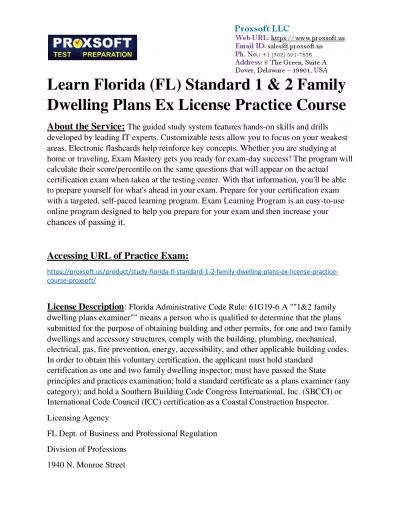 Learn Florida (FL) Standard 1 & 2 Family Dwelling Plans Ex License Practice Course