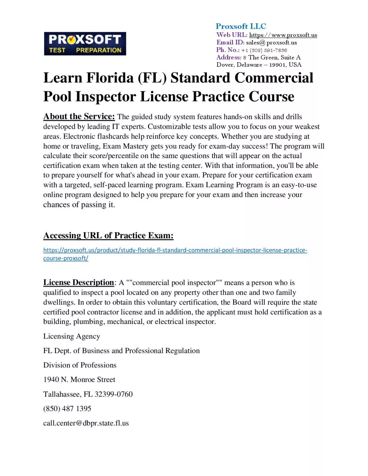 PDF-Learn Florida (FL) Standard Commercial Pool Inspector License Practice Course