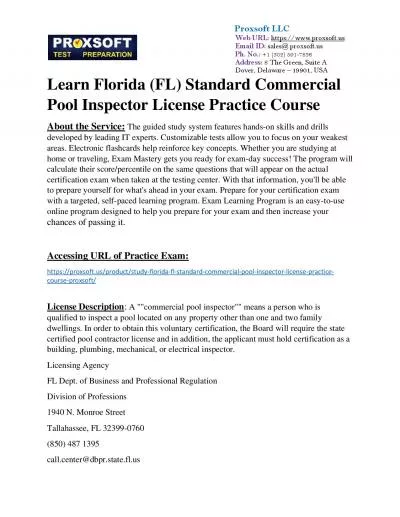 Learn Florida (FL) Standard Commercial Pool Inspector License Practice Course