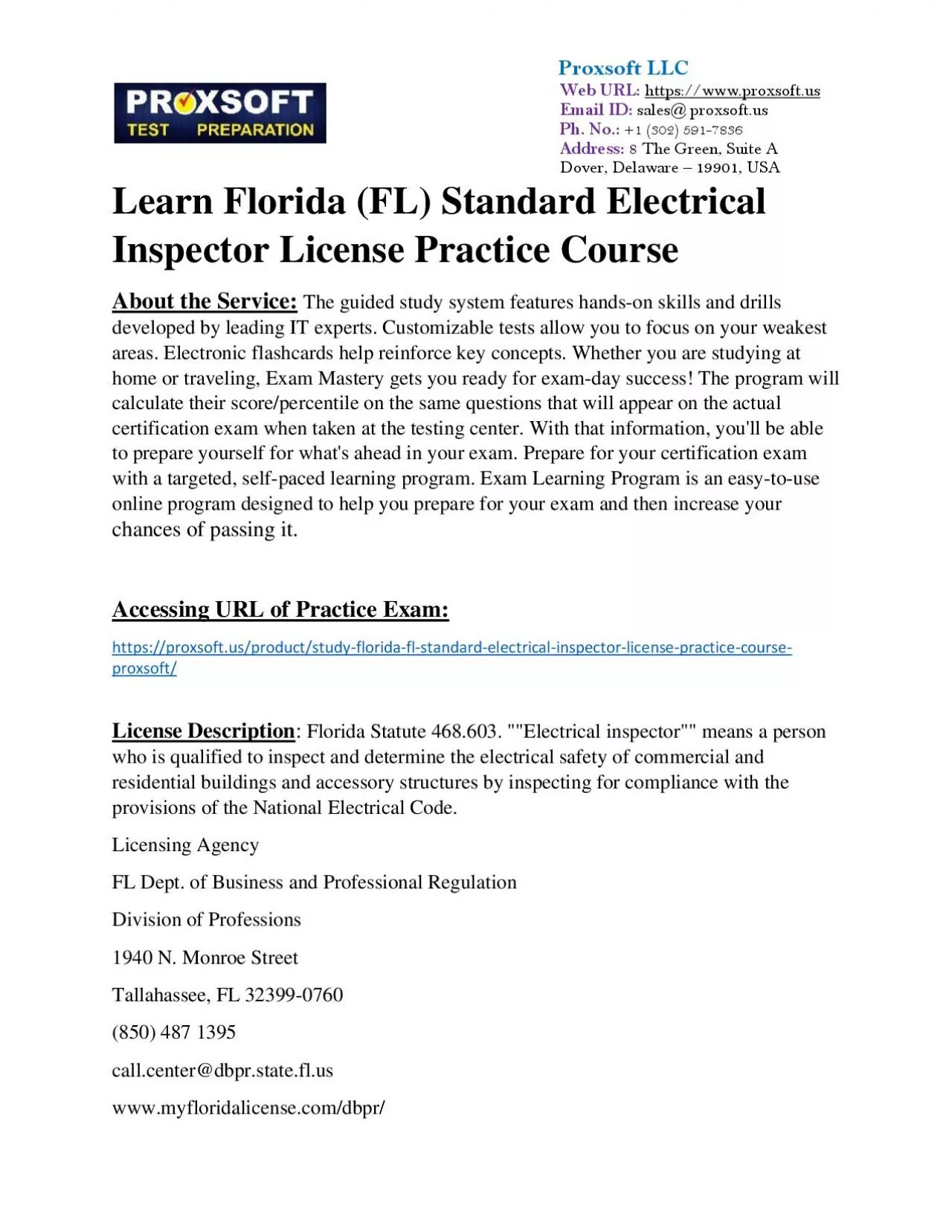 PDF-Learn Florida (FL) Standard Electrical Inspector License Practice Course