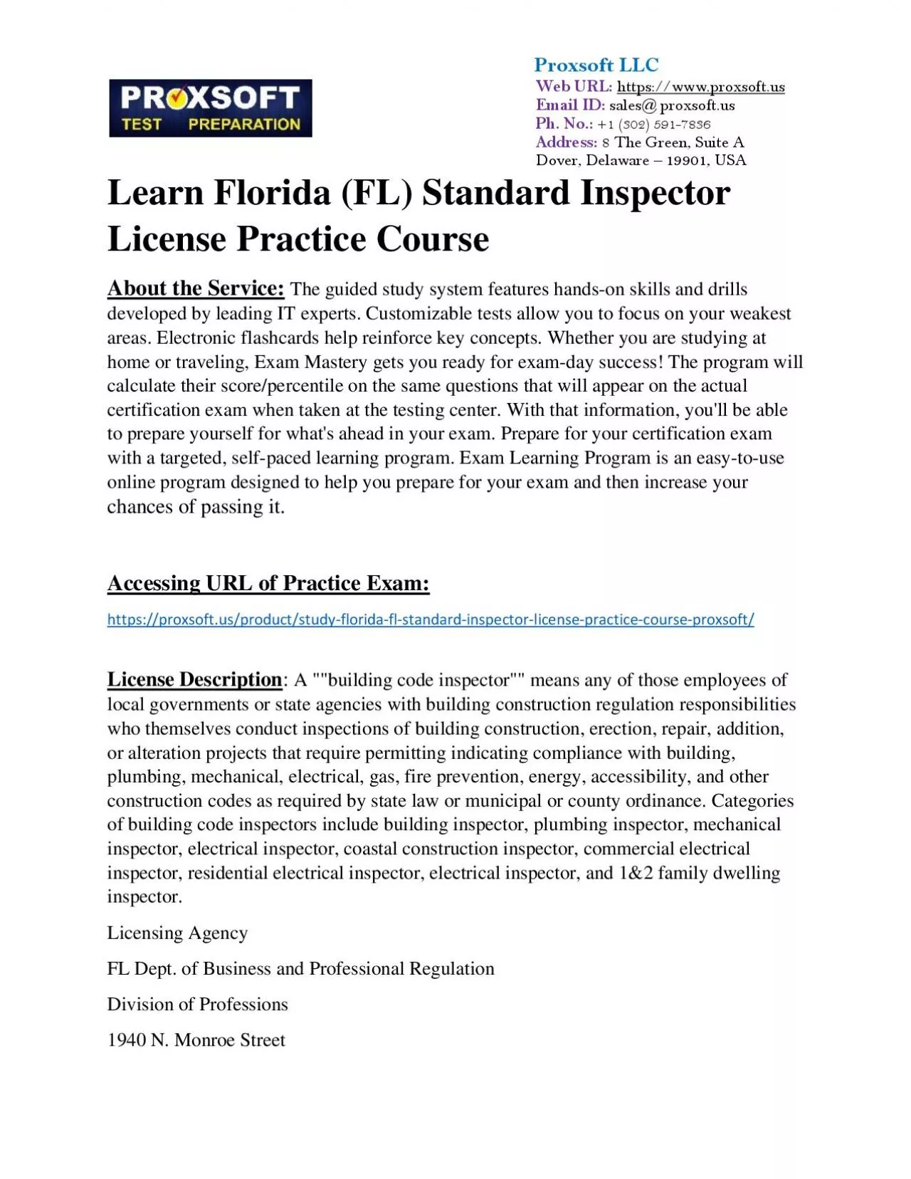 PDF-Learn Florida (FL) Standard Inspector License Practice Course