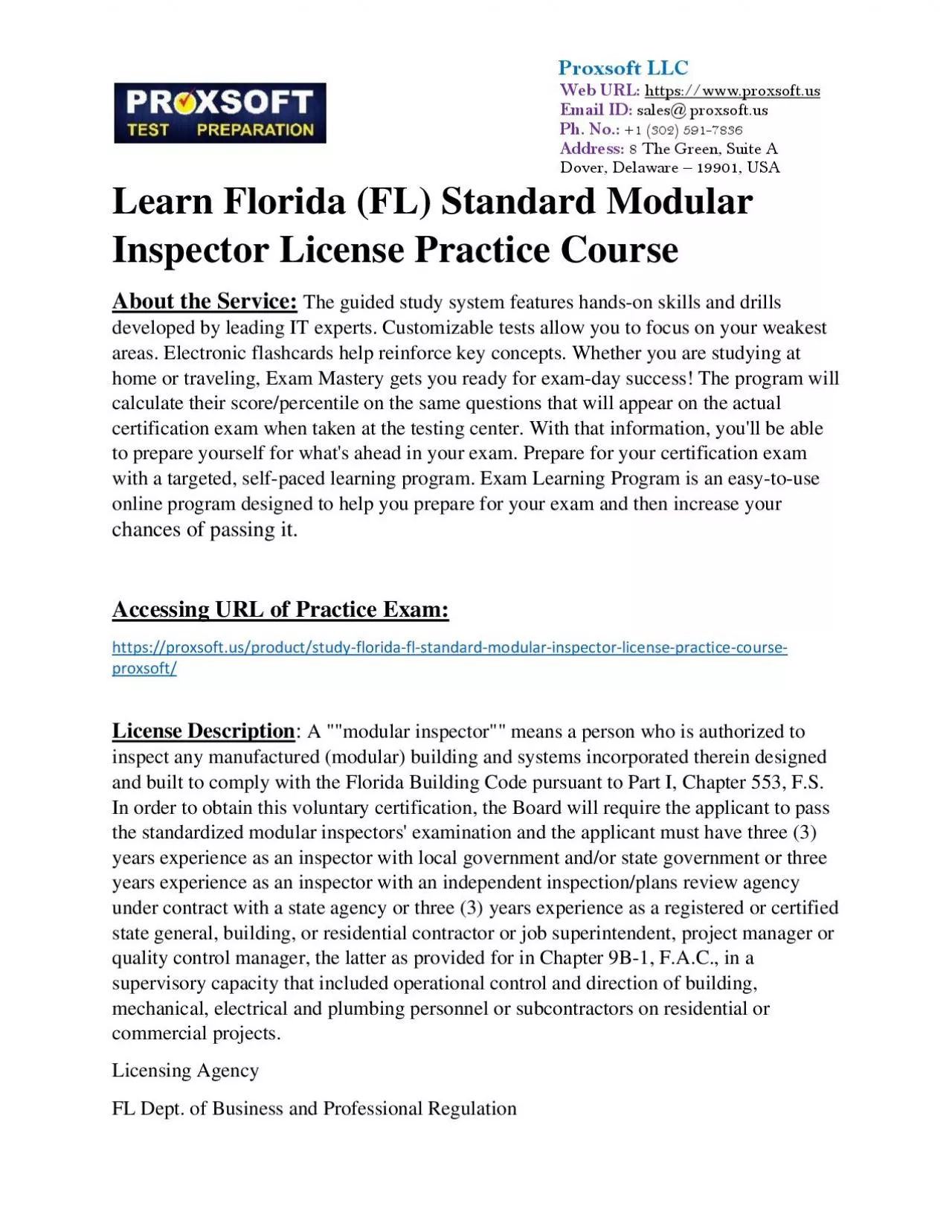 PDF-Learn Florida (FL) Standard Modular Inspector License Practice Course