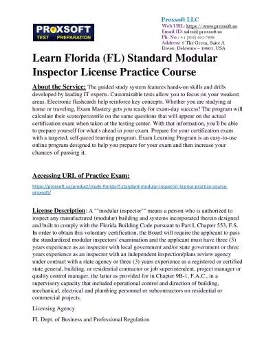 Learn Florida (FL) Standard Modular Inspector License Practice Course