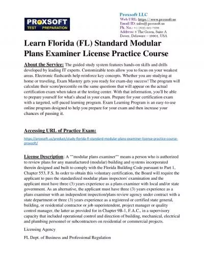 Learn Florida (FL) Standard Modular Plans Examiner License Practice Course