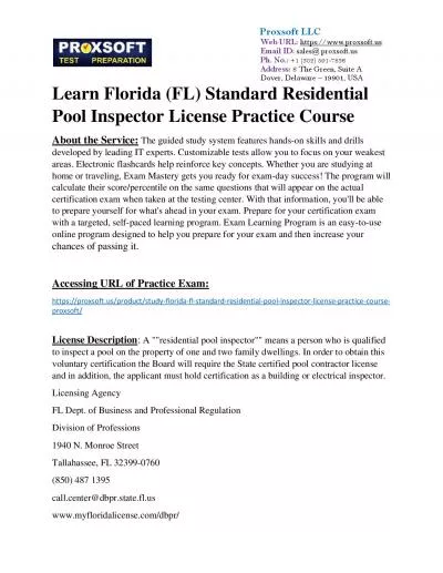 Learn Florida (FL) Standard Residential Pool Inspector License Practice Course