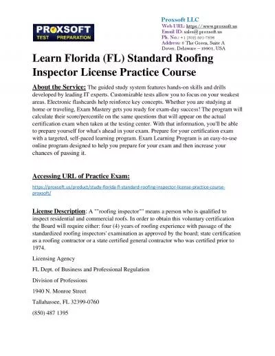 Learn Florida (FL) Standard Roofing Inspector License Practice Course