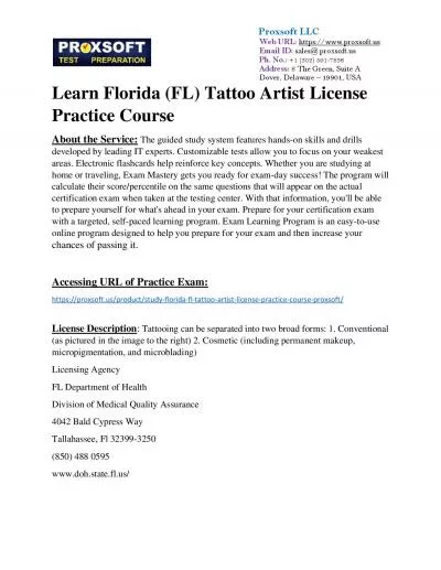 Learn Florida (FL) Tattoo Artist License Practice Course