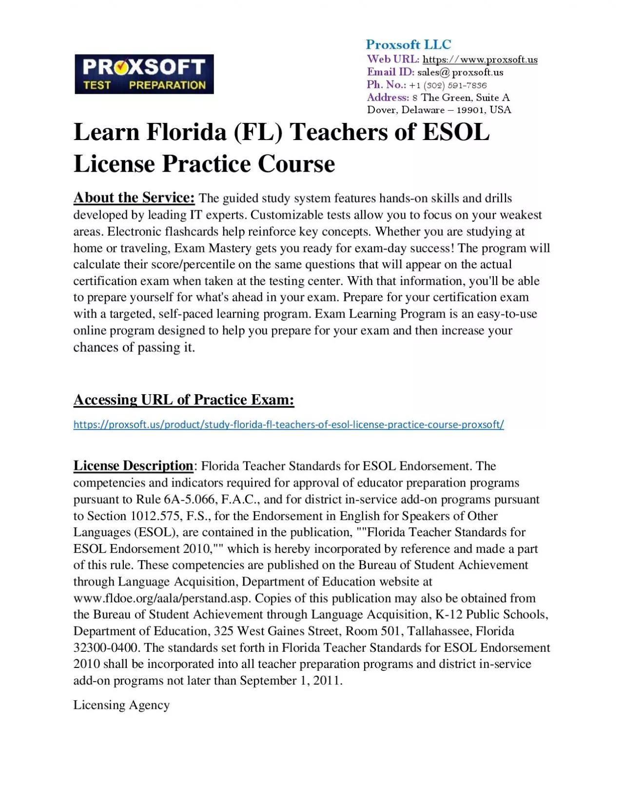 PDF-Learn Florida (FL) Teachers of ESOL License Practice Course