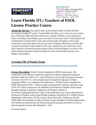 Learn Florida (FL) Teachers of ESOL License Practice Course