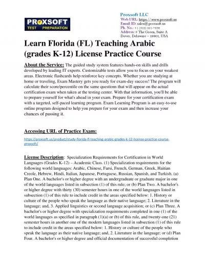 Learn Florida (FL) Teaching Arabic (grades K-12) License Practice Course