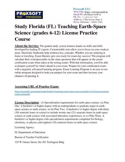 Study Florida (FL) Teaching Earth-Space Science (grades 6-12) License Practice Course