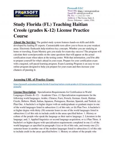 Study Florida (FL) Teaching Haitian Creole (grades K-12) License Practice Course