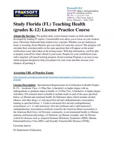 Study Florida (FL) Teaching Health (grades K-12) License Practice Course