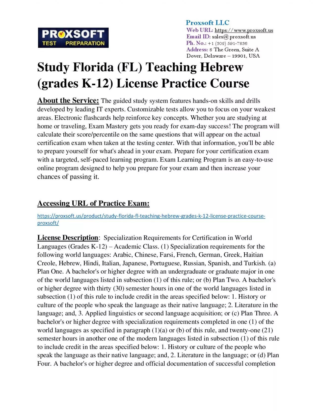 PDF-Study Florida (FL) Teaching Hebrew (grades K-12) License Practice Course