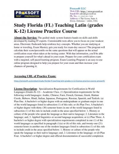 Study Florida (FL) Teaching Latin (grades K-12) License Practice Course