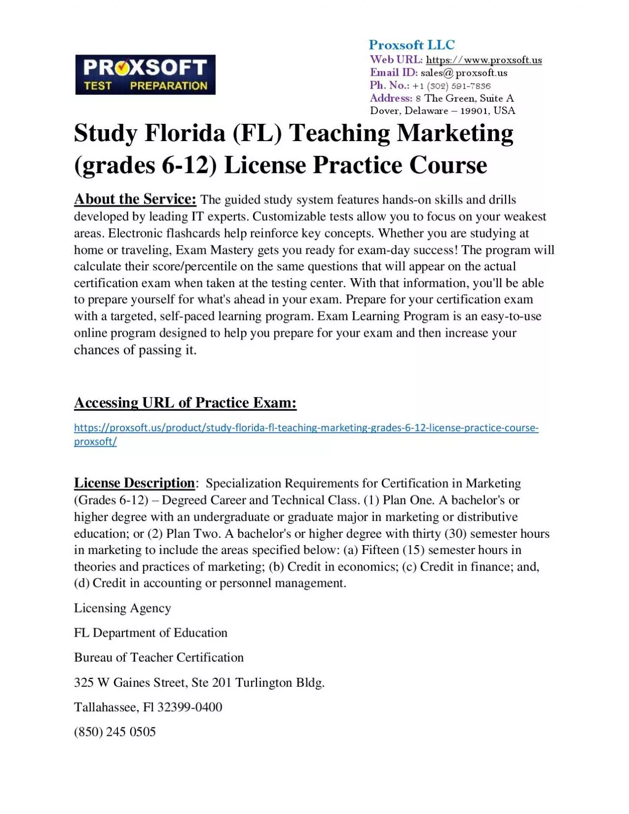 PDF-Study Florida (FL) Teaching Marketing (grades 6-12) License Practice Course