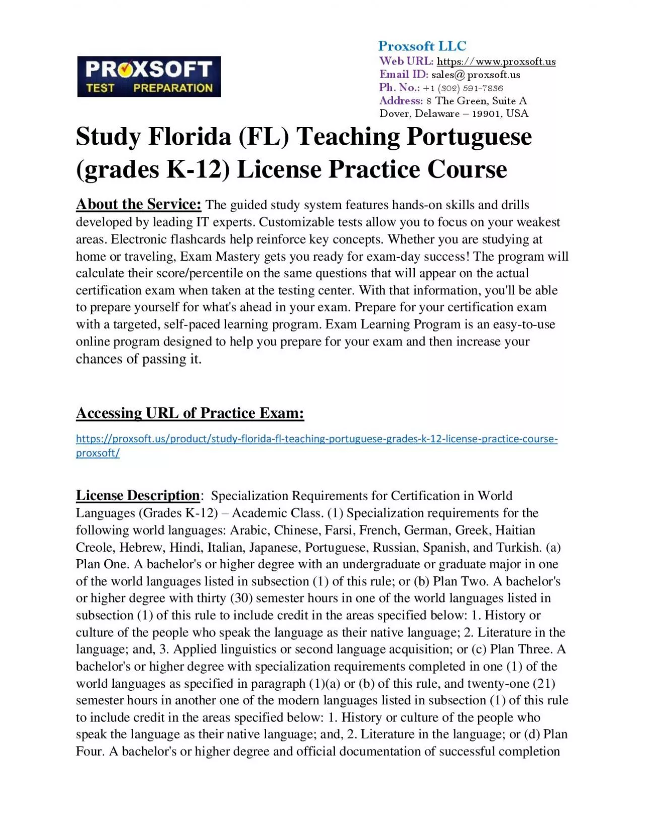 PDF-Study Florida (FL) Teaching Portuguese (grades K-12) License Practice Course