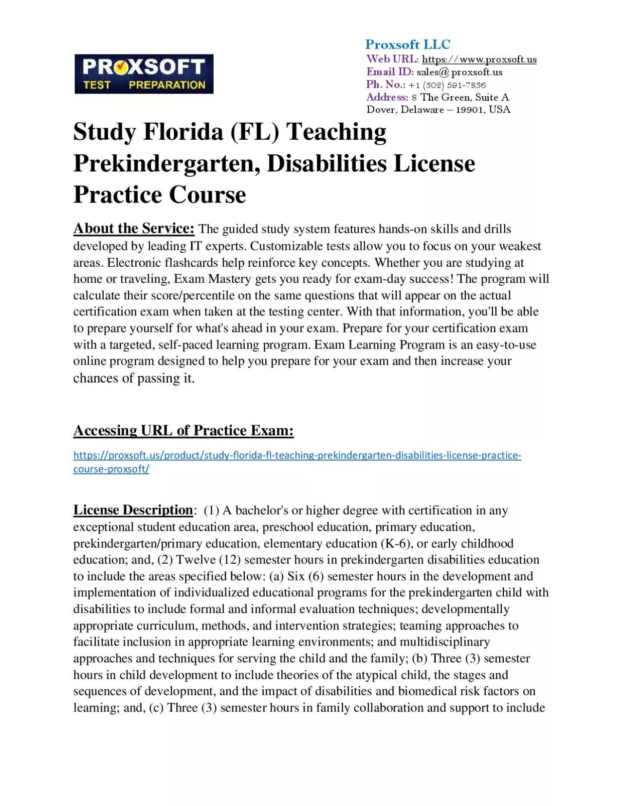 PDF-Study Florida (FL) Teaching Prekindergarten, Disabilities License Practice Course