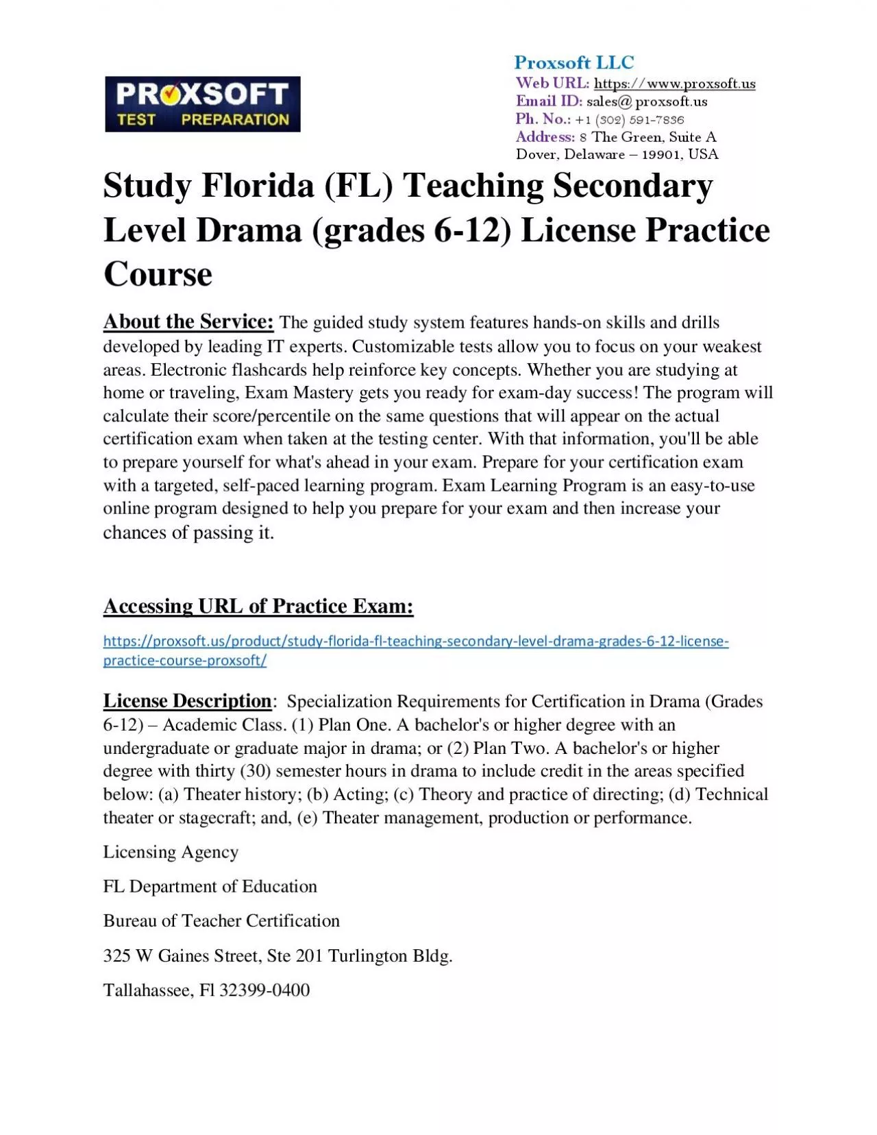 PDF-Study Florida (FL) Teaching Secondary Level Drama (grades 6-12) License Practice Course