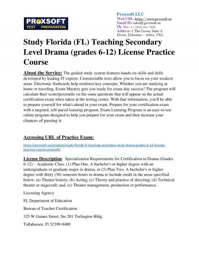 Study Florida (FL) Teaching Secondary Level Drama (grades 6-12) License Practice Course