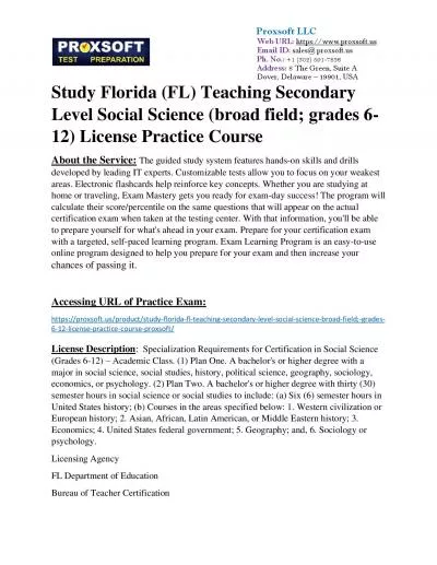 Study Florida (FL) Teaching Secondary Level Social Science (broad field; grades 6-12) License Practice Course