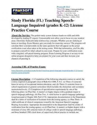 Study Florida (FL) Teaching Speech-Language Impaired (grades K-12) License Practice Course