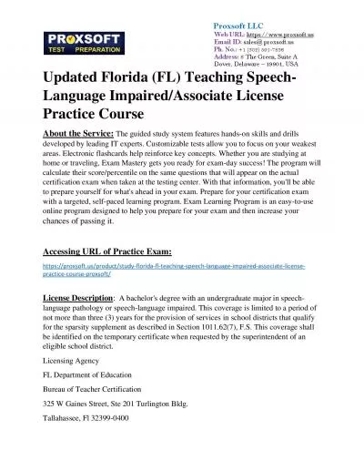 Updated Florida (FL) Teaching Speech-Language Impaired/Associate License Practice Course