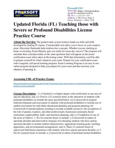 Updated Florida (FL) Teaching those with Severe or Profound Disabilities License Practice