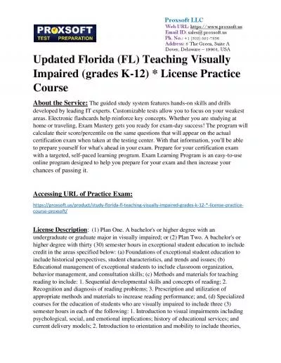 Updated Florida (FL) Teaching Visually Impaired (grades K-12) * License Practice Course