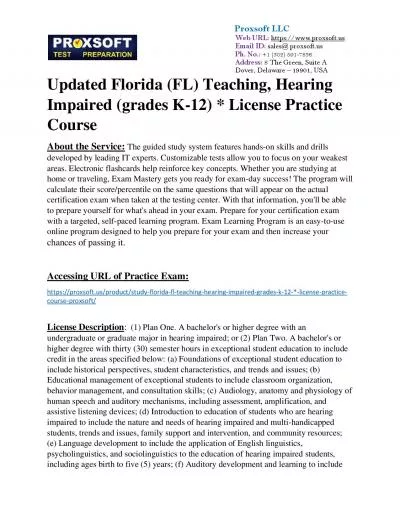 Updated Florida (FL) Teaching, Hearing Impaired (grades K-12) * License Practice Course