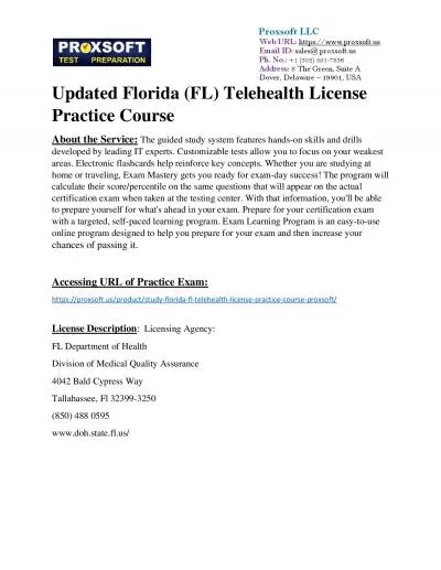 Updated Florida (FL) Telehealth License Practice Course