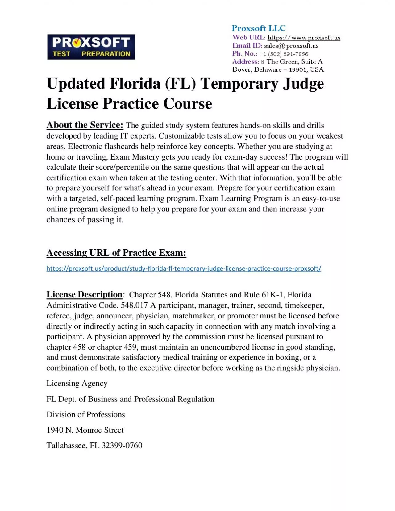 PDF-Updated Florida (FL) Temporary Judge License Practice Course