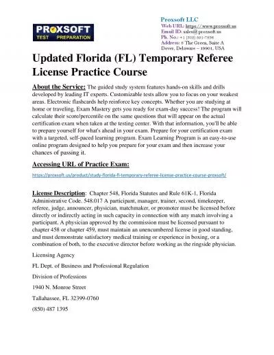 Updated Florida (FL) Temporary Referee License Practice Course