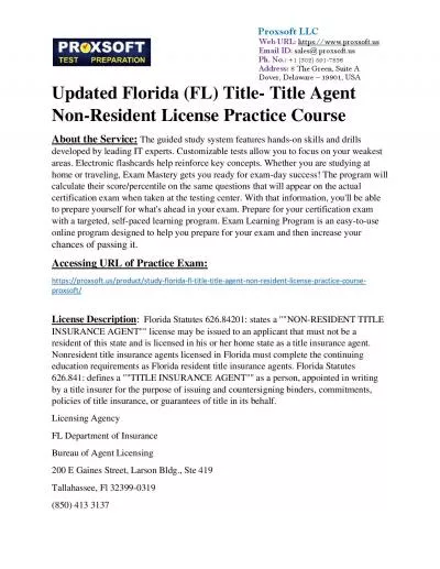 Updated Florida (FL) Title- Title Agent Non-Resident License Practice Course